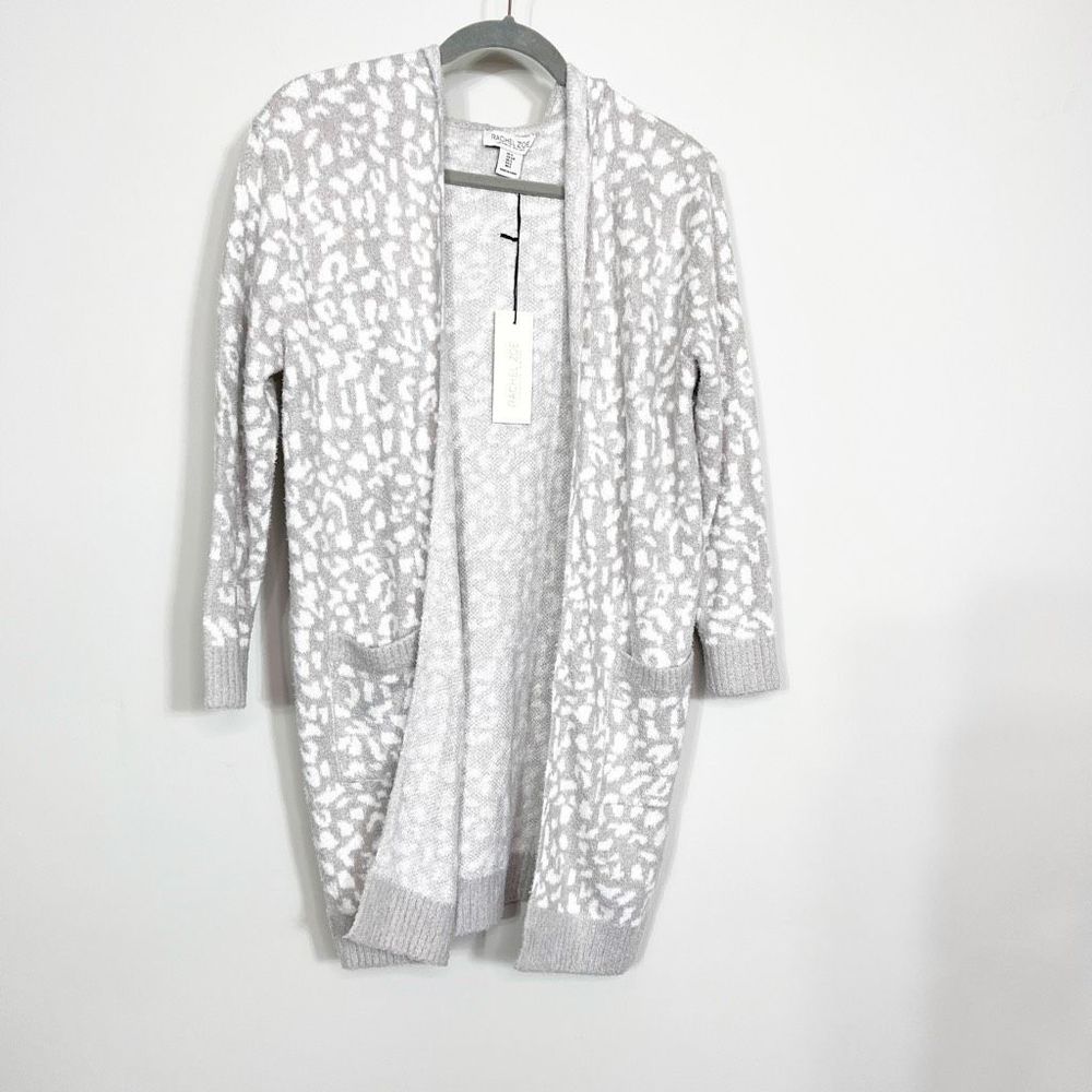 Rachel Zoe Women's Animal Print Long Cardigan Sweater Hoodie Small New